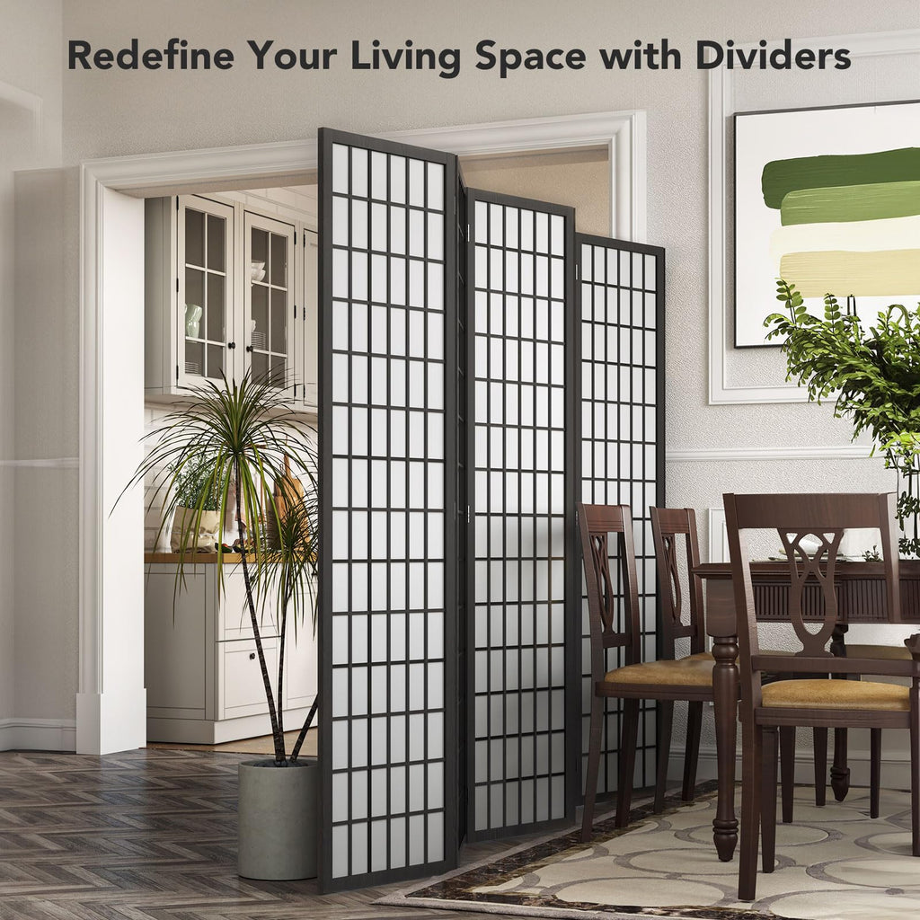 Room Divider 6 Panel, 6ft Folding Privacy Screen for Room Separation, Shoji Screen Japanese Style Room Divider Wall
