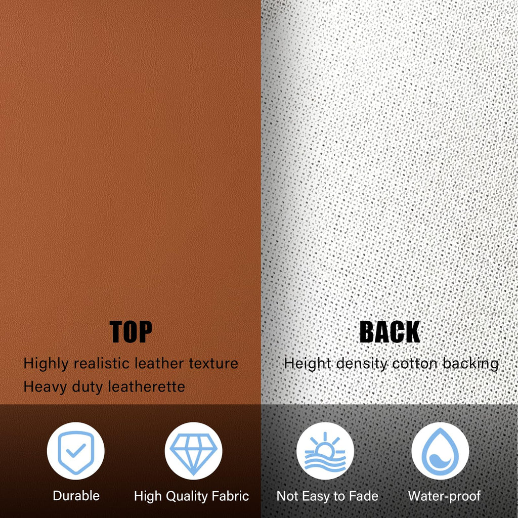 Faux Leather Fabric, 54"x36" 1.2mm Thick Durable Synthetic Upholstery Leather Vinyl, Soft Smooth Waterproof