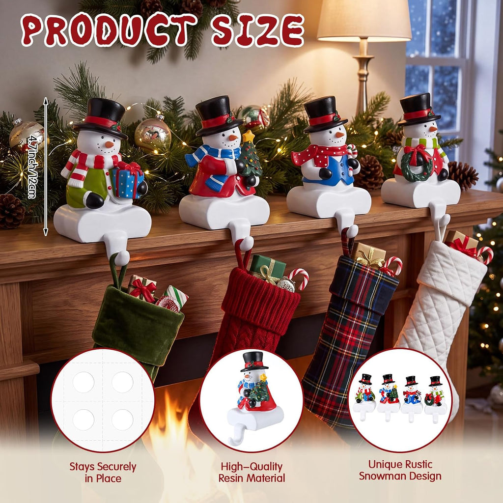 Set of 4 Christmas Stocking Holders for Mantle Stocking Hanger