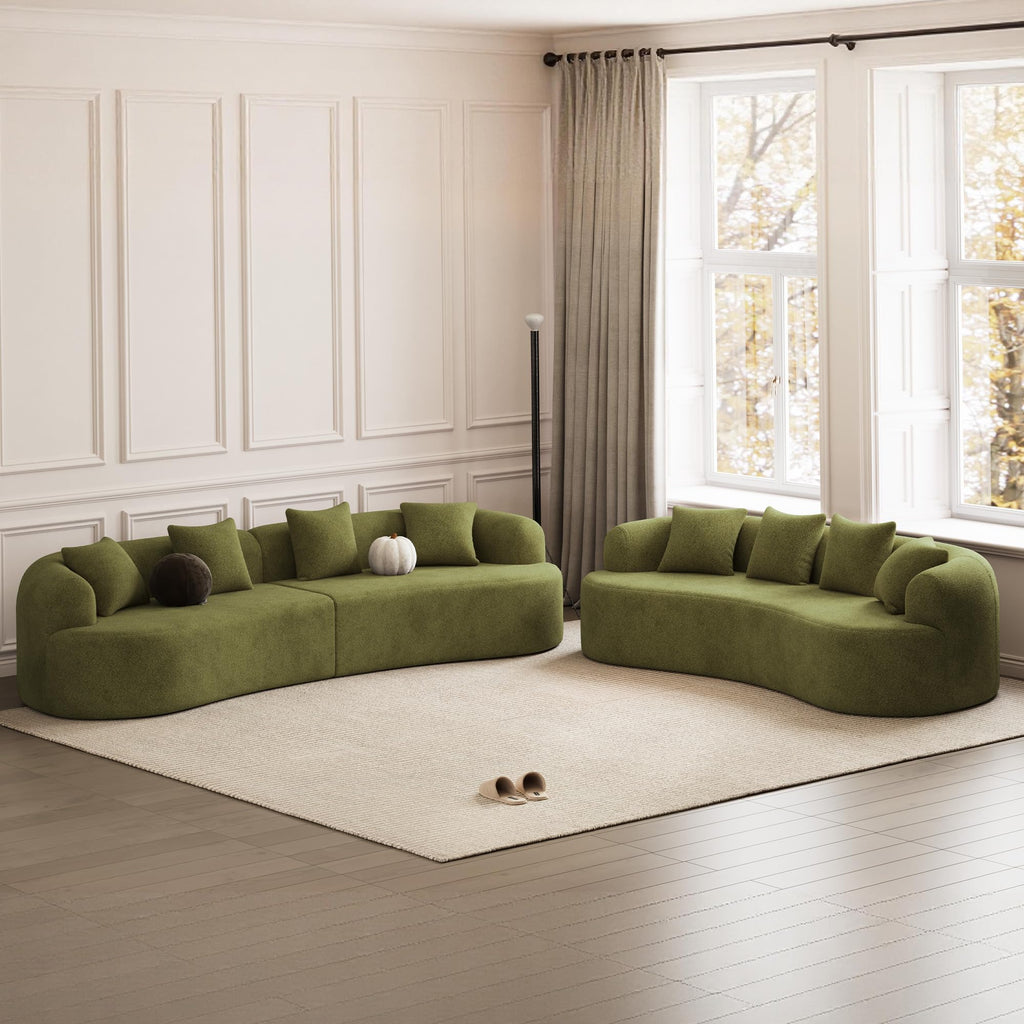 107" Modern Curved Sofas, Green