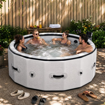 Inflatable Hot Tub 6 Person, Portable Massage Family Spa with App Control | 360° bubble massage spa ,No installation