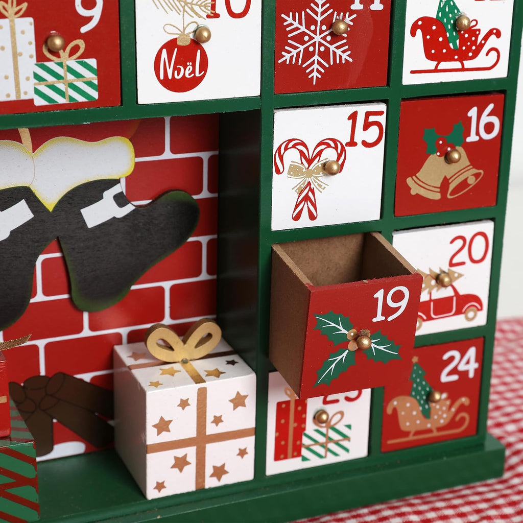 Extra-large Wooden Christmas Advent Calendar with Drawers, 24-Day Countdown to Christmas, Holiday Decoration