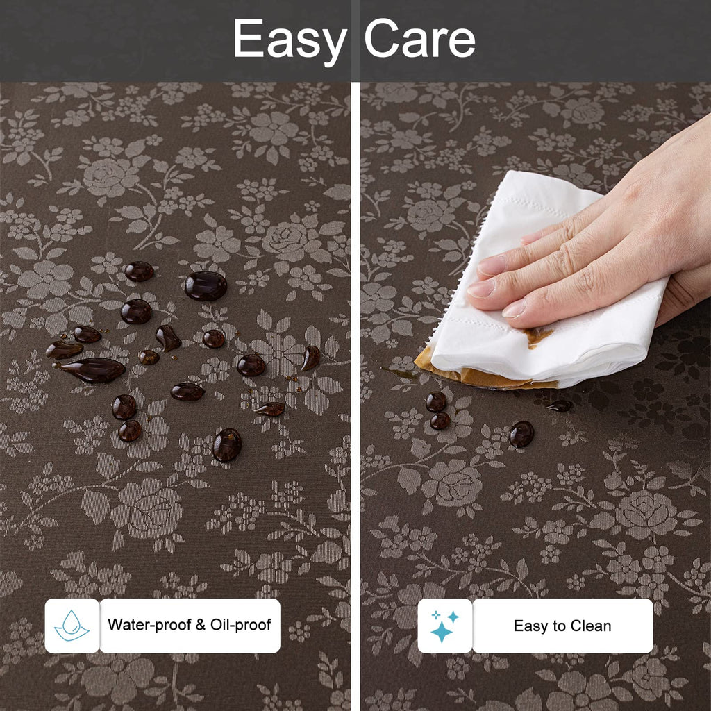 Waterproof Vinyl Tablecloth, Rectangle Heavy Duty Table Cloth, Wipeable Table Cover (Coffee 1, 60X102 Inch)