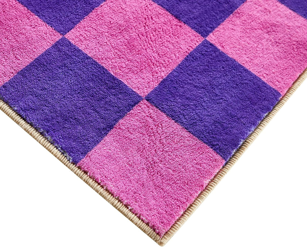Multicolored Checkerboard Washable Rug Ultra Thin Retro Aesthetic Funky Area Rugs Carpet for Living Dining Room