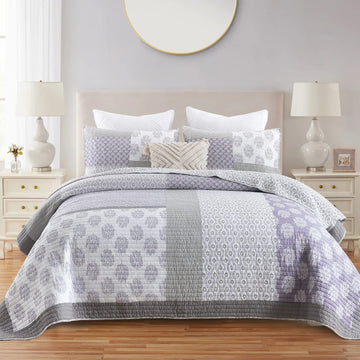 100% Cotton Quilt Set Farmhouse Floral Lightweight Bedding