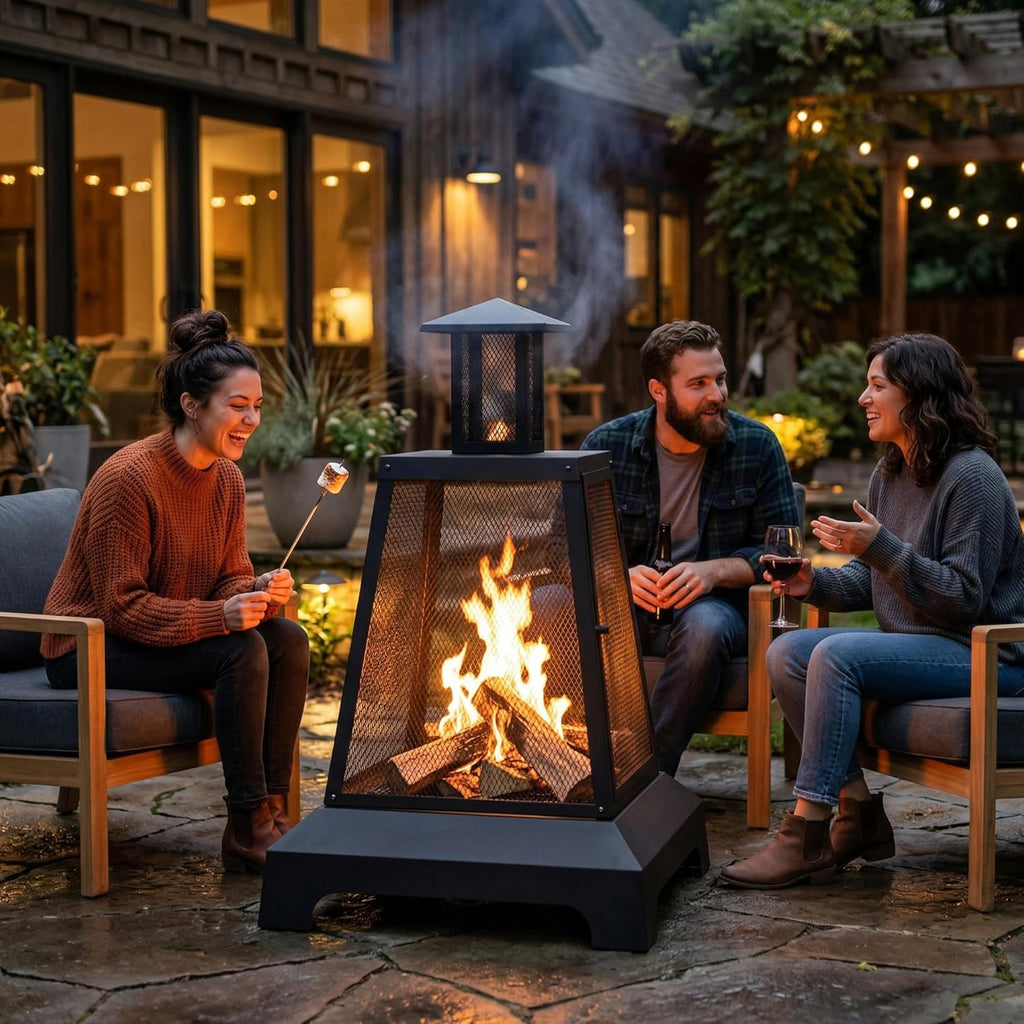 28 inch Fire Pit Outdoor, Outdoor Wood Burning Fire Pit Large, Firepits for Outside Patio, Garden, Backyard