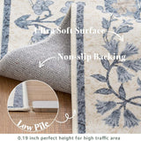 Zenith Floral 3x5 Area Rug Machine Washable Soft Low-Pile Non-Slip Vintage Botanical Aesthetic Throw