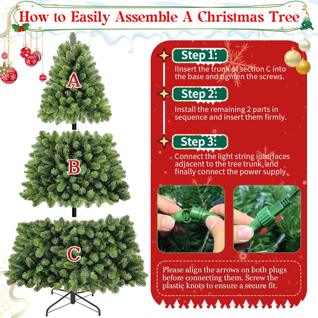 6.5ft Pre-Lit Christmas Tree with Remote Control & Foot Switch
