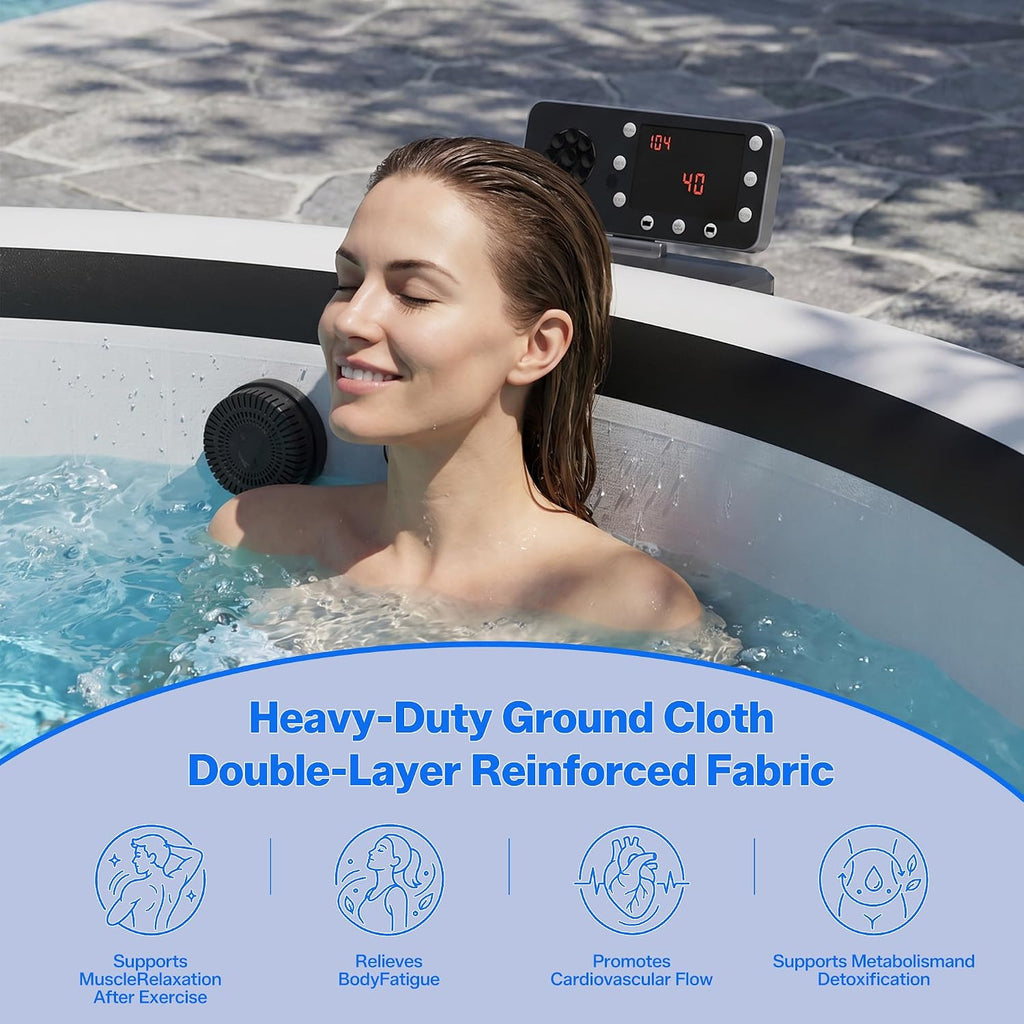 Inflatable Hot Tub 6 Person, Portable Massage Family Spa with App Control | 360° bubble massage spa ,No installation