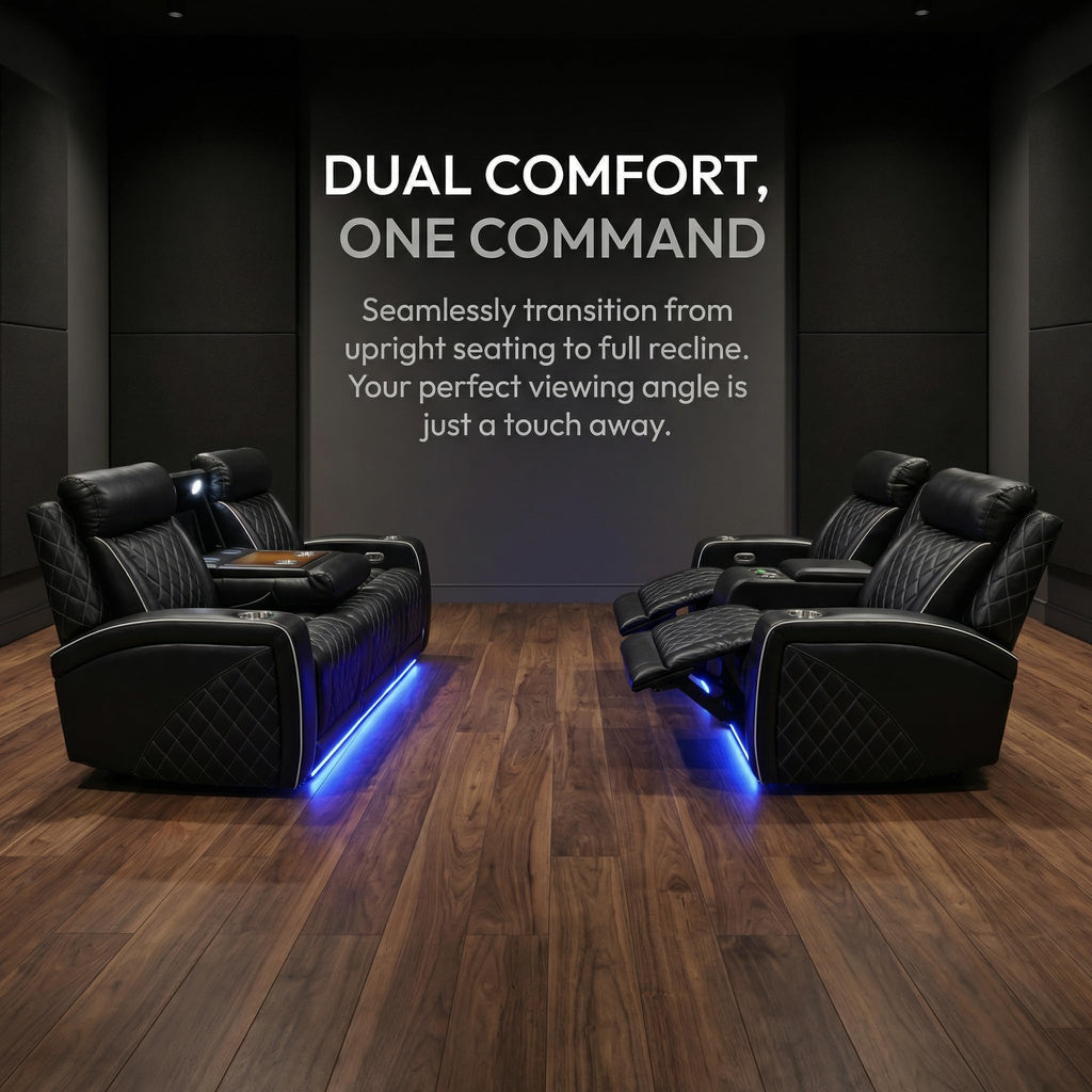 Power Leather Recliner Sofa Set with LED, Power Recliner Sofa Sectional Couches, Reclining Couch, loveseat, Chair