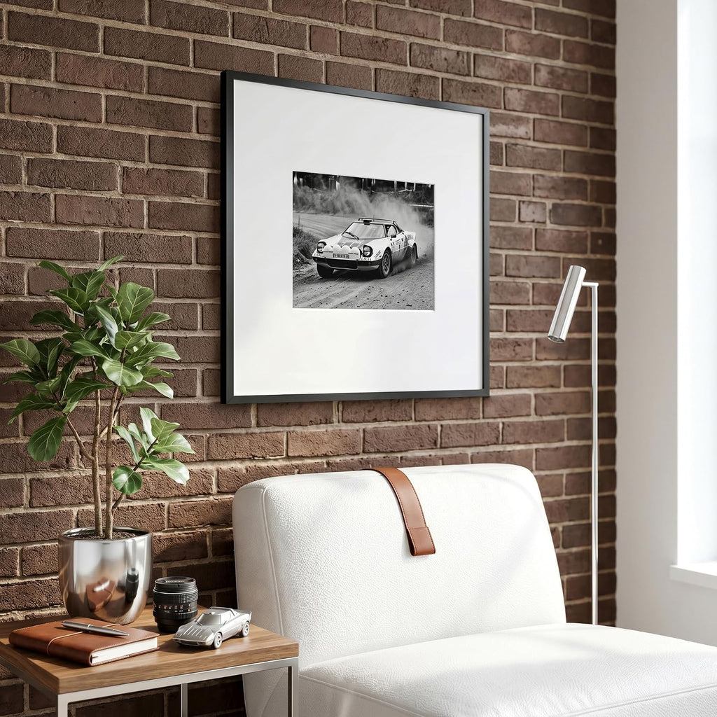 24x24 Poster Frame - Matted to 11x14 - Slim Molding - Black | Polished plexiglass front, sawtooth hangers included