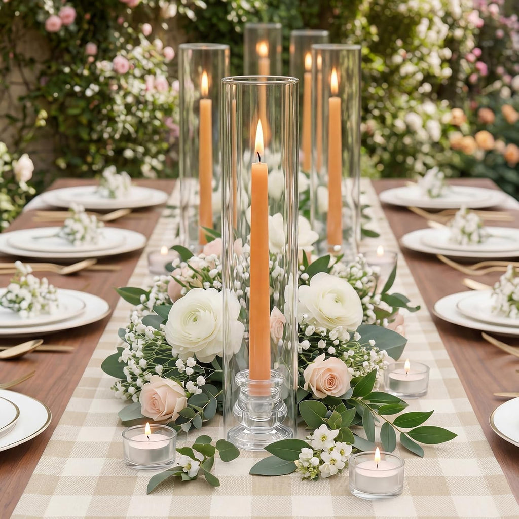 Hurricane Glass Candle Holders Set of 20 Clear Candlestick Holders | Candle Holder Bulk for Taper Candles with