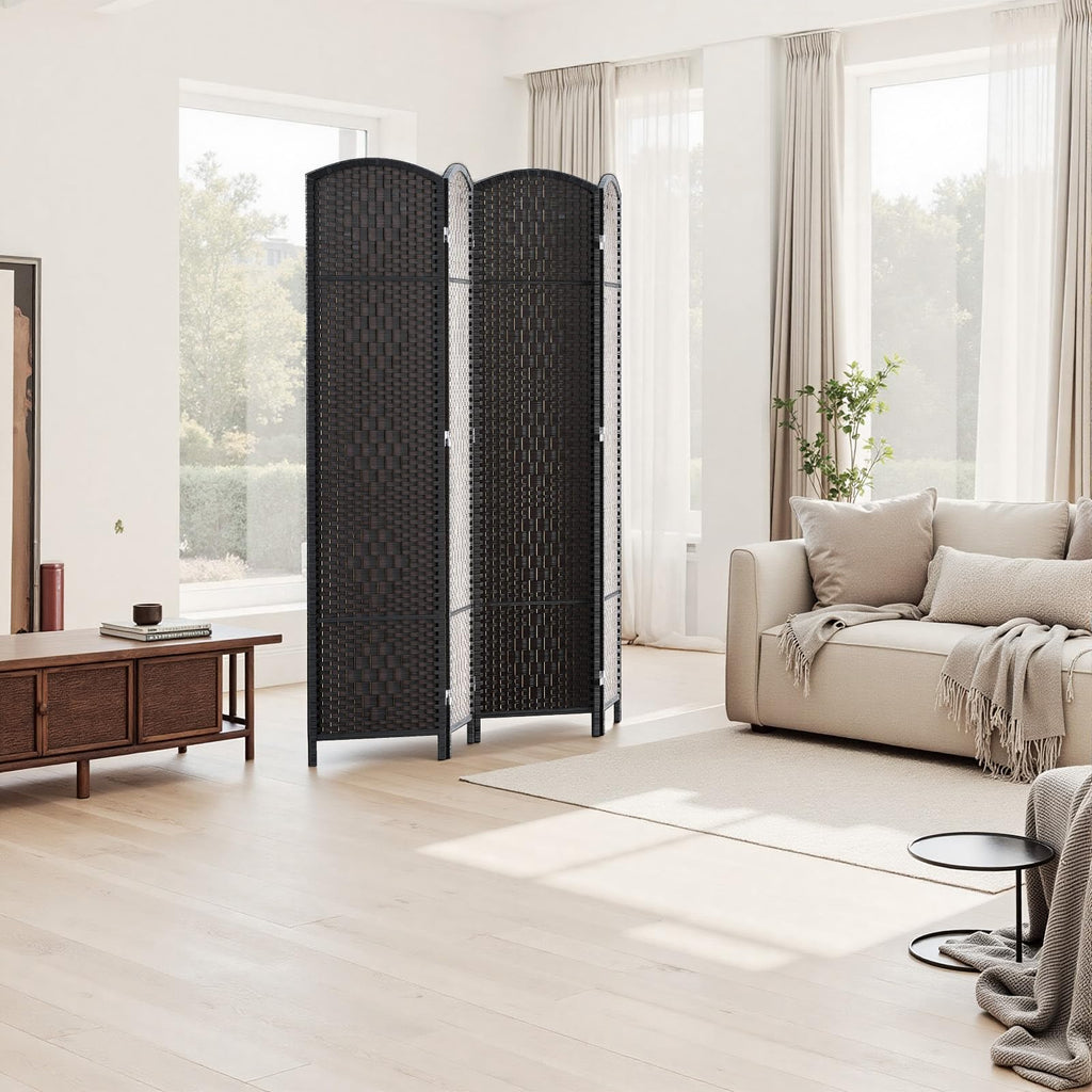 Room Divider Panel, 4 Panel Partition Room Dividers Screen, Black