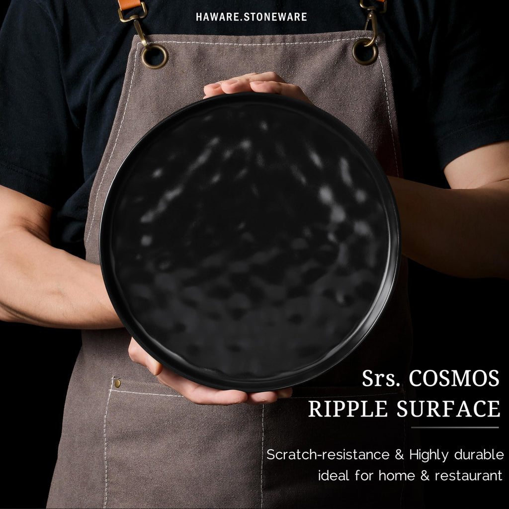 Dinnerware Sets, 18-Piece Plates and Bowls Set, Matte Black