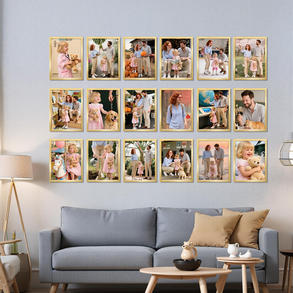 8.5x11 Picture Frame Set of 18, Multi 8.5 by 11 Certificate Frames Bulk for Award Diploma Document office Wall or