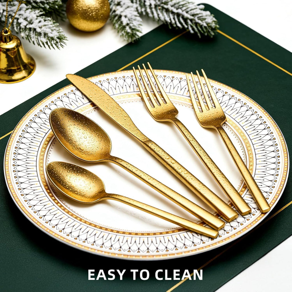 Matte Gold Silverware Set, Stainless Steel Flatware Set, Dishwasher Safe