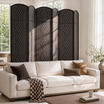 Room Divider, Folding Privacy Screen, 6Panel Wall Divider, Dark Mocha