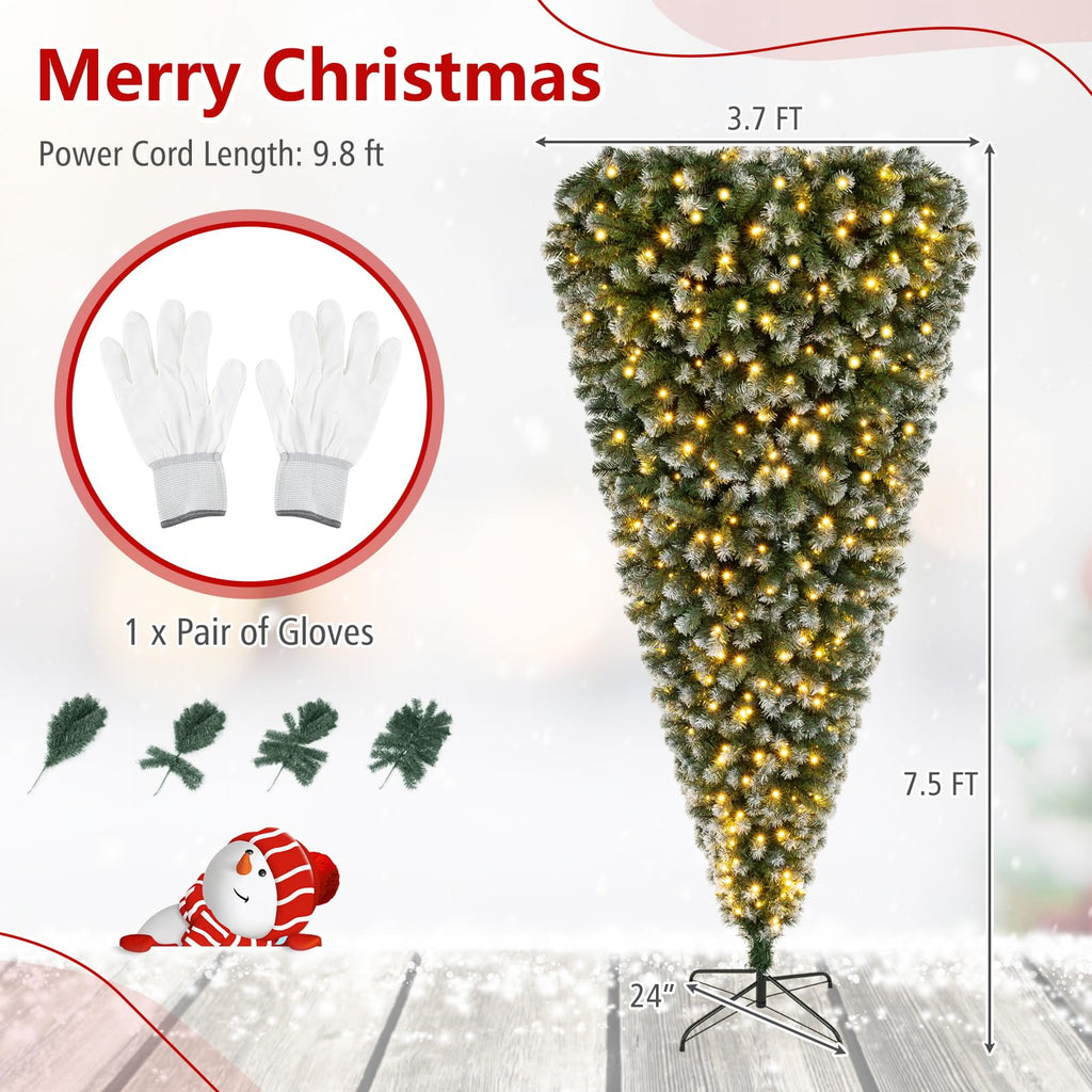 7.5ft Pre-Lit Upside Down Christmas Tree, Inverted Xmas Tree