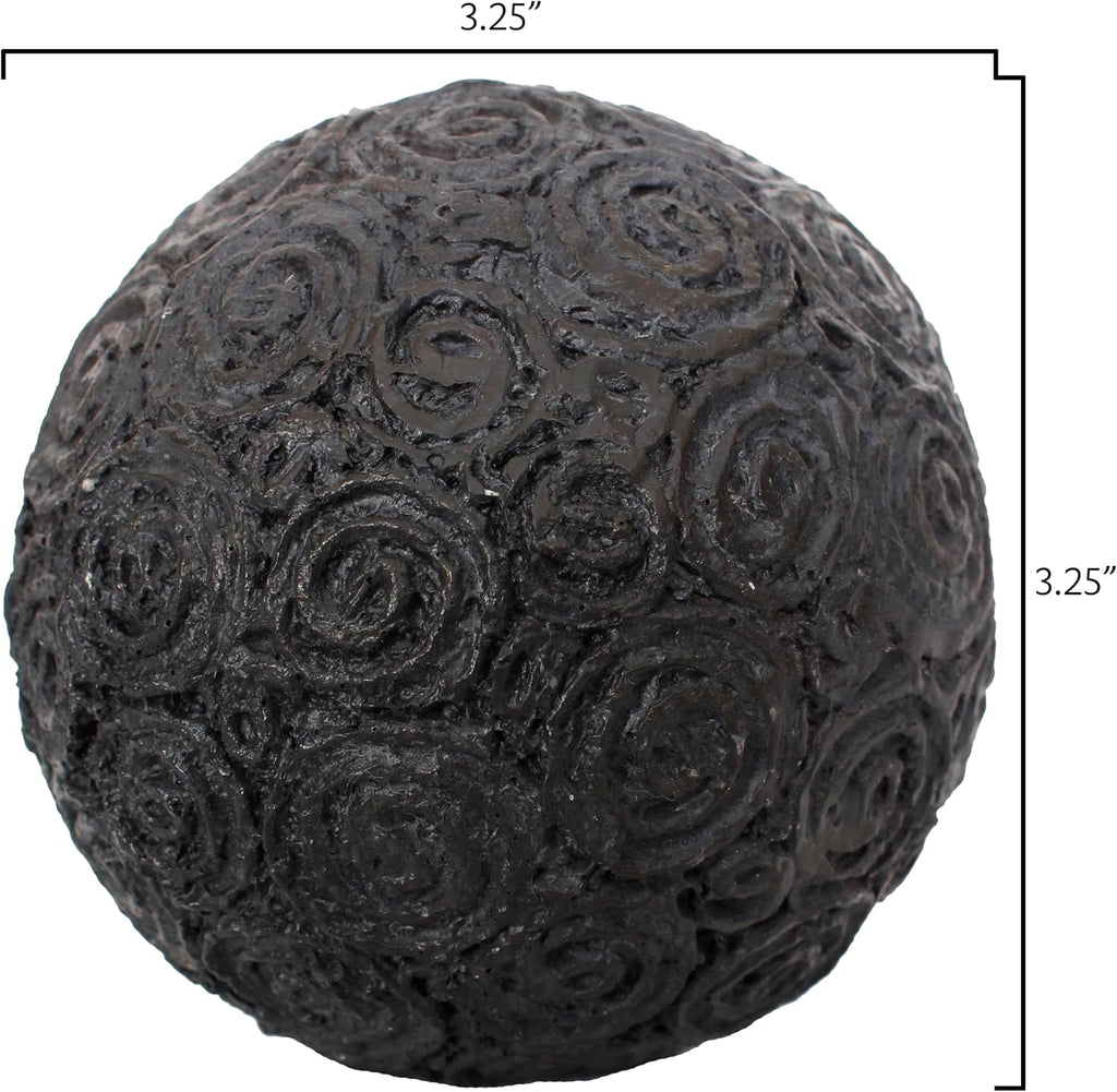 Decorative Resin Orbs, Balls, Spheres, Bowl Filler, Vase Filler 3.25 inch Pieces Black - Set of 6