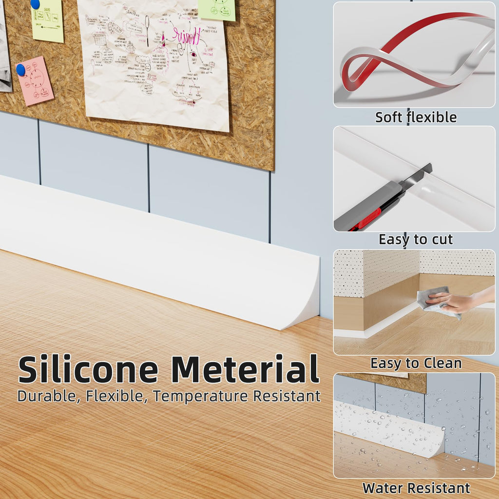 Flexible Quarter Round Molding Trim Peel and Stick 118Inch White