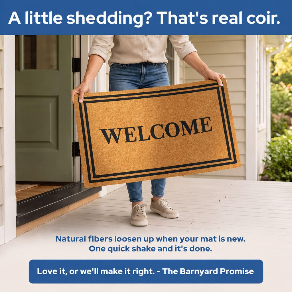 Natural Coco Coir Non-Slip Doormat (24x36, Welcome)
