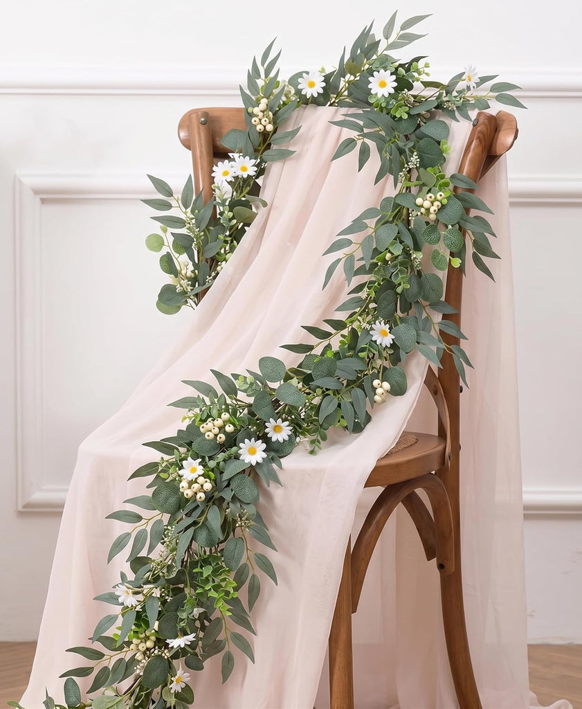 2-Pack 6 Ft Artificial Eucalyptus Garlands for Mantel Decor - Set of 2
