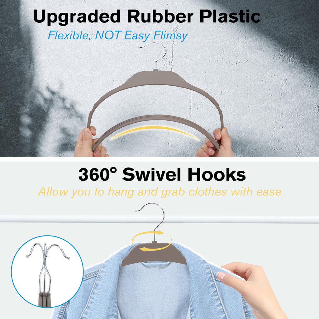 30 Pack Rubberized Hangers with Non-Slip Hangers Grip