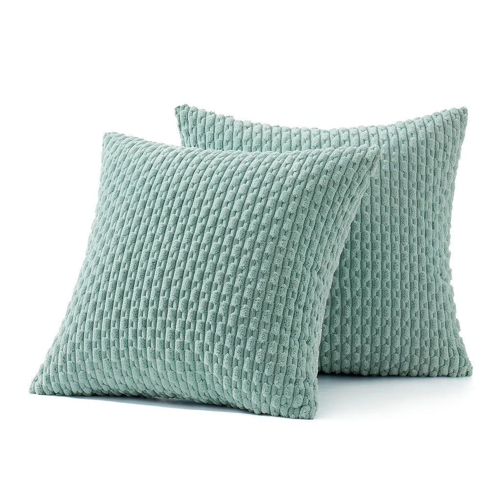 Decorative Throw Pillow Covers 18x18 Turquoise Textured Corduroy