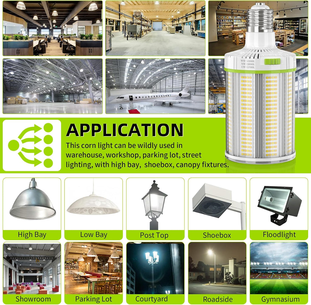 E39 480V LED Corn Light 150W/120W/90W Adjustable Corn Bulb E39 Mogul Base