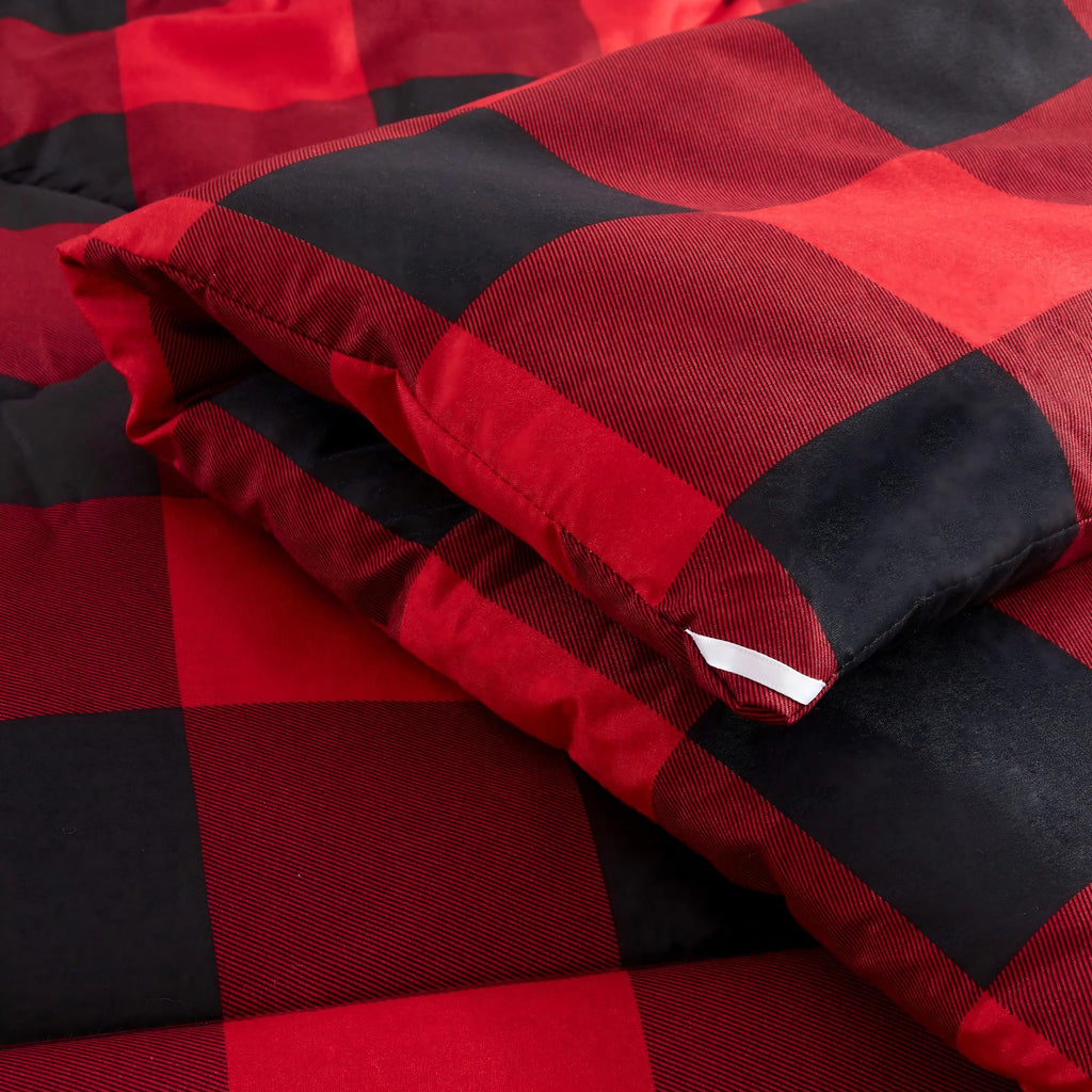Red Black Buffalo Plaid Comforter Set (66"x90")