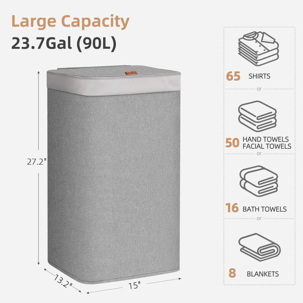 2-in-1 Laundry Hamper with Laundry Backpack Bag, 23.7 Gal