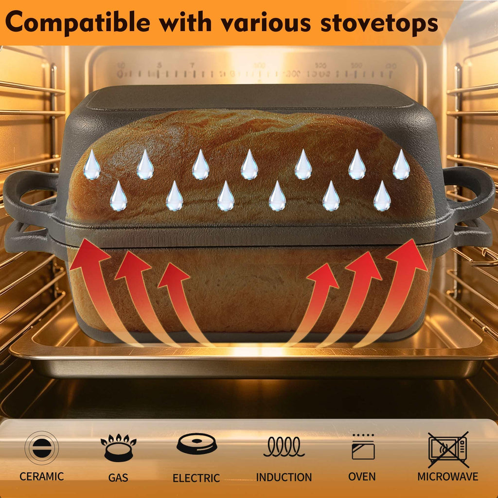 Cast Iron Bread Loaf Pan with Lid, 9x5 Sourdough Bread Baking Pan