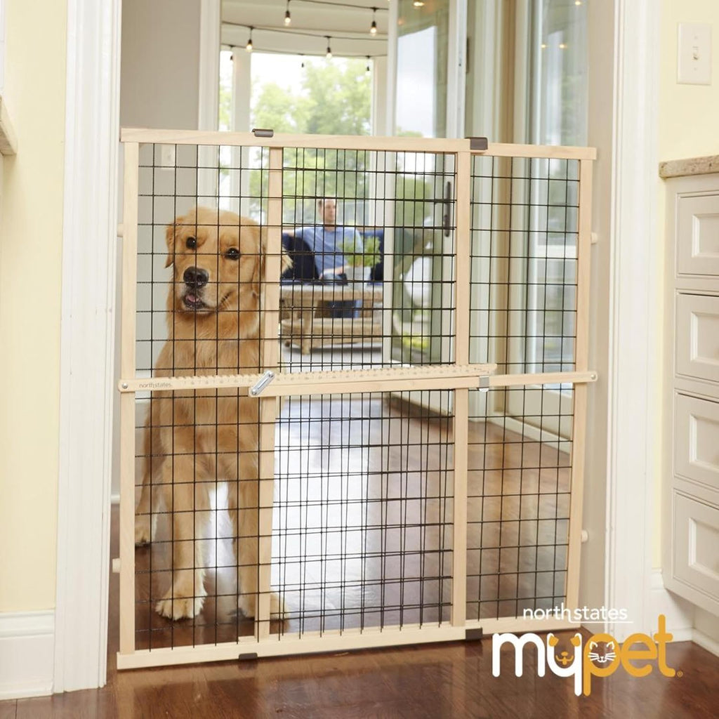 Wire Mesh Dog Gate: 29.5"-40" Wide, Pressure Mounted with No Tools; Expandable, Durable Pet Gates for Doors