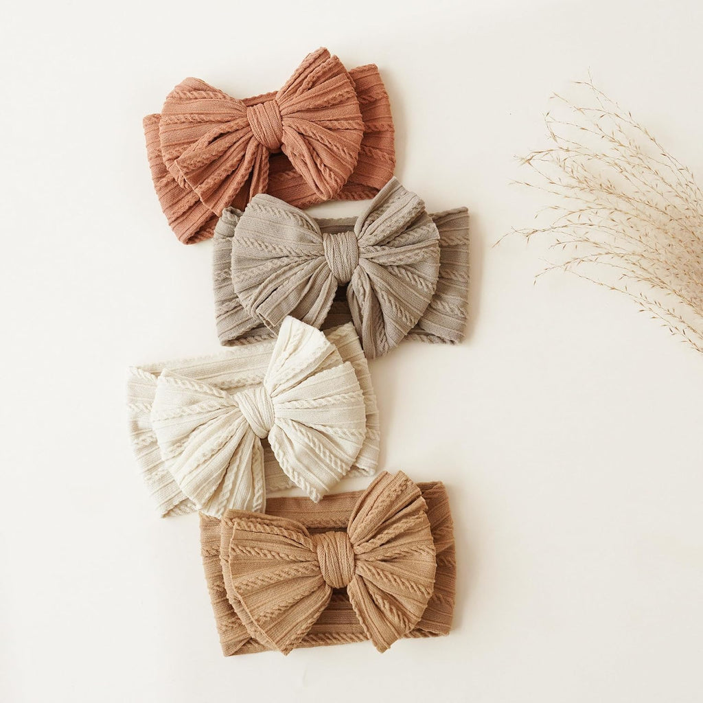 8 Pack Baby Bows Headbands for Girls, Nylon Headbands