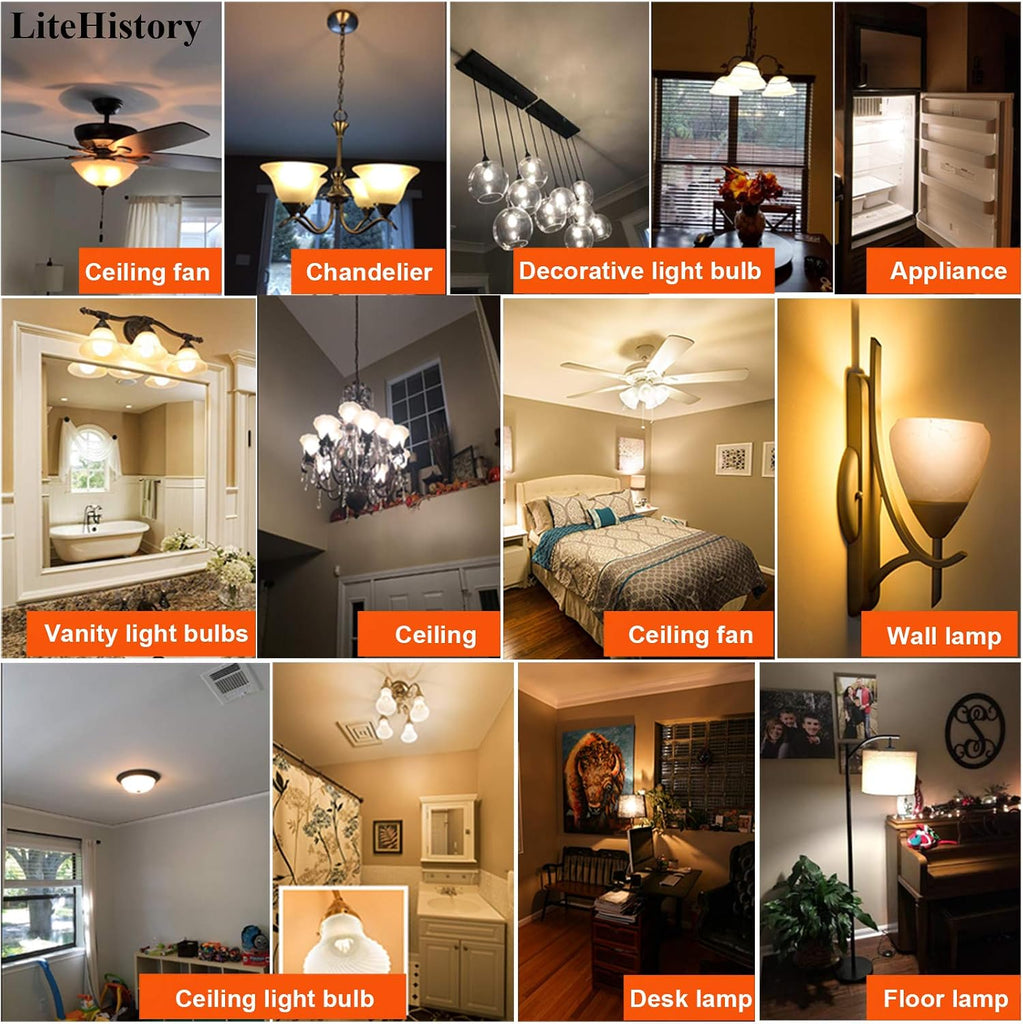 A15 E26 Bulb,4w=40 watt Light Bulbs,Dimmable,Warm White 2700K