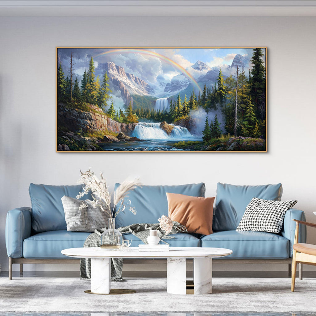 Waterfall Wall Art - Natural Picture Artwork for Walls Lake Landscape Zen Canvas Large Wall Art Bedroom Office Home