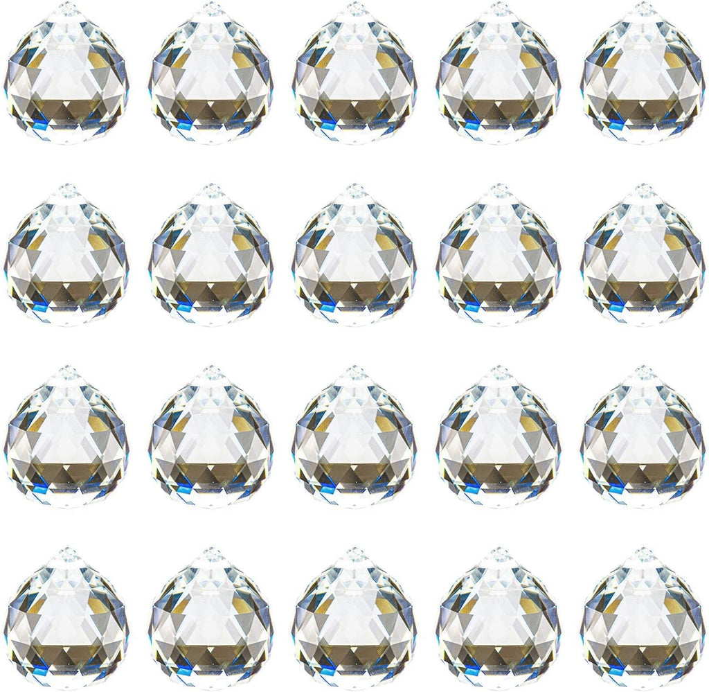 20 Pack Upgraded Crystal Ball Prism 40mm / 1.57 Inch Decorative Ball - Suncatcher Rainbow Pendants Maker - Perfect
