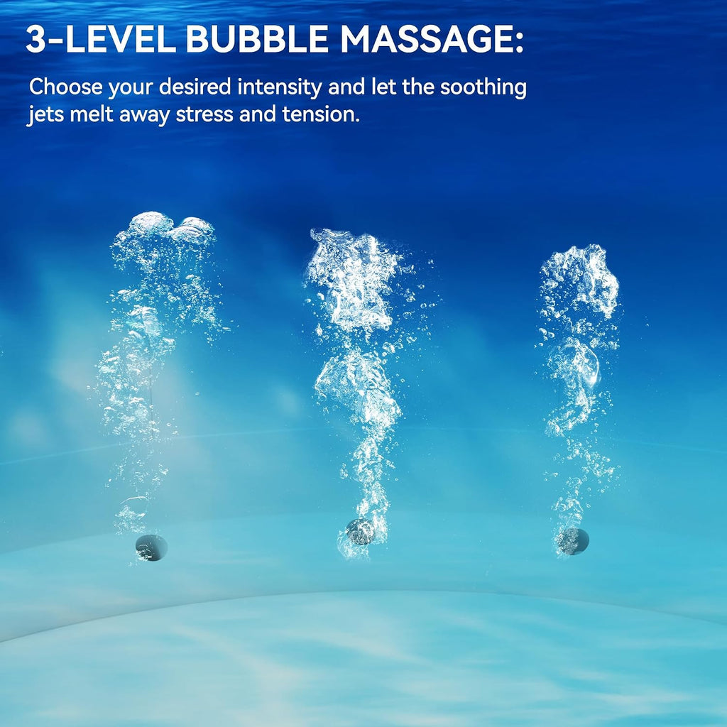 4 to 6 Person Inflatable Hot Tub, Portable Outdoor Spa with 150 AirJets, 6 LED Color Lights & Filter System, 77" x 28"