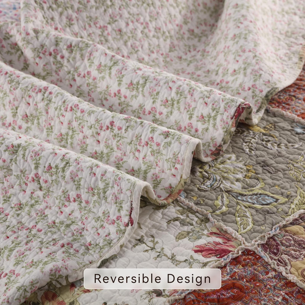 Oversized Bedspreads Patchwork Quilt Set (110x118 Inch)