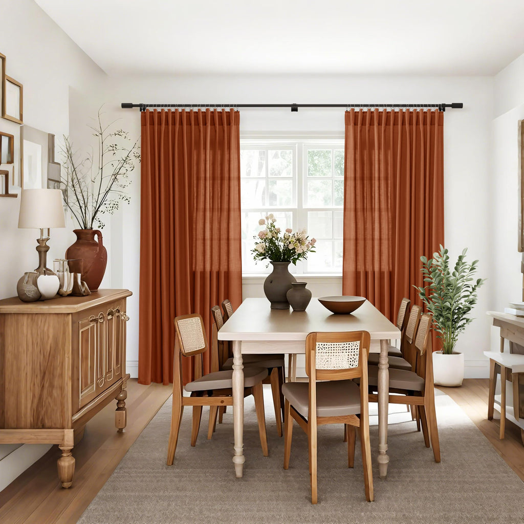 Terracotta Linen Curtains 84 Inch Long 2 Panels