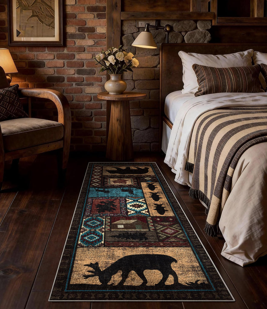 Washable Rustic Cabin Runner Rug Hallway