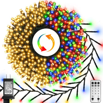 Dual Color 50Ft 1000 LED Cluster Christmas String Lights with Remote Timer
