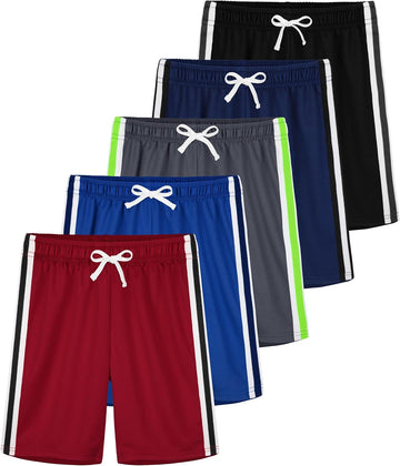 5 Pack Boys Athletic Shorts Mesh Basketball Soccer Quick Dry Shortss
