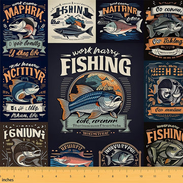 Fishing Fabric by The Yard Patchwork Soft Fabric Sea Bass