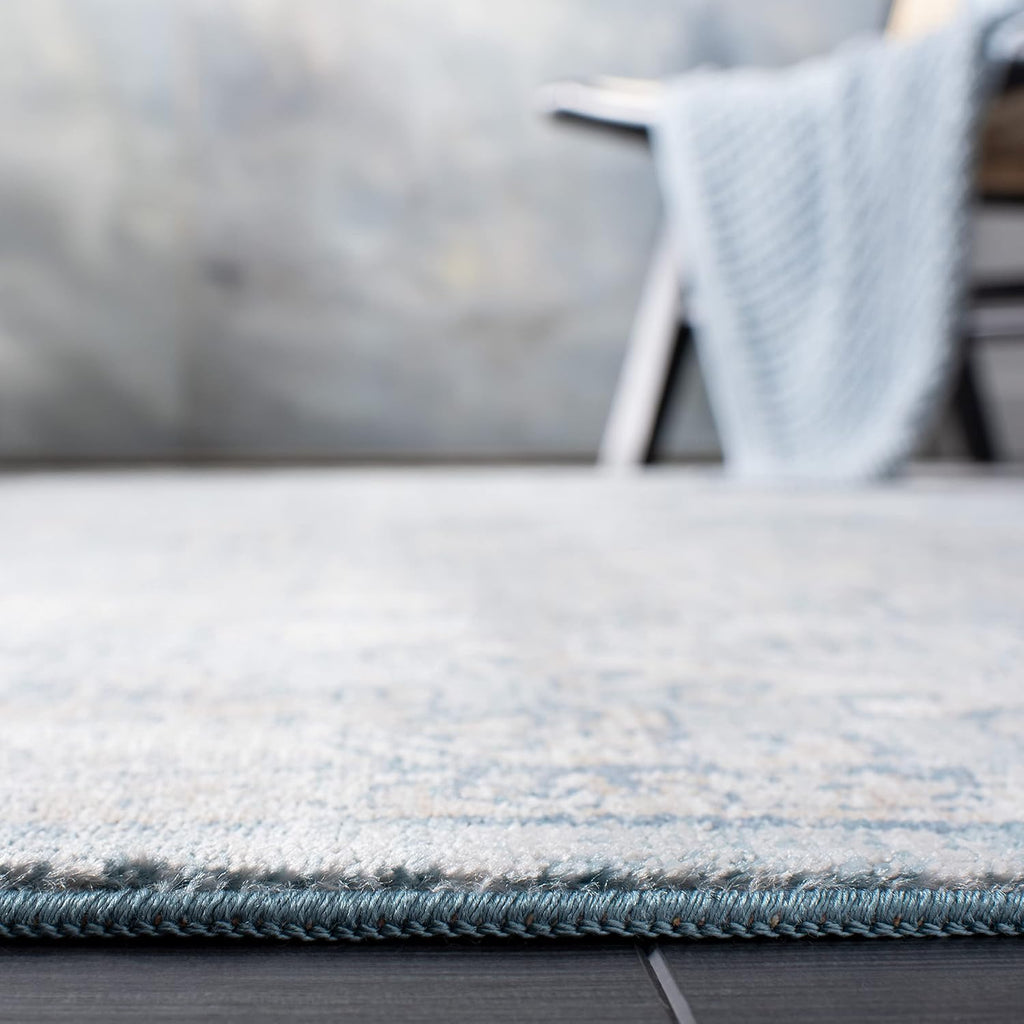 Victoria Area Rug - 10' x 14', Blue & Grey, Vintage Traditional Distressed Design, Non-Shedding & Easy Care