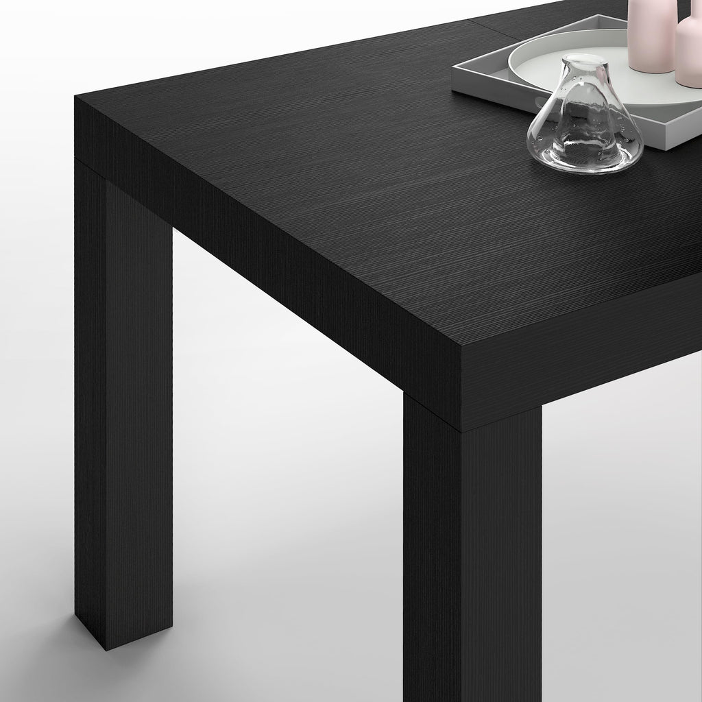 First Extendable Table, 47.2(78.7) x31.5 in, Ashwood Black, for 6-8 People, Expandable Dining Table, Italian