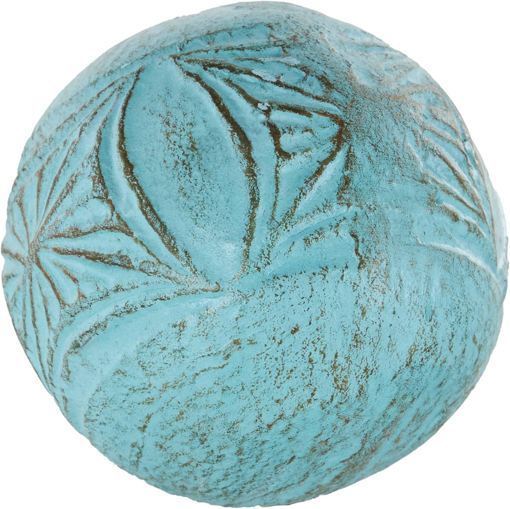 Paper Mache Handmade Intricately Carved Decorative Ball Orbs & Vase Filler with Various Floral Patterns 4" - Set of 3