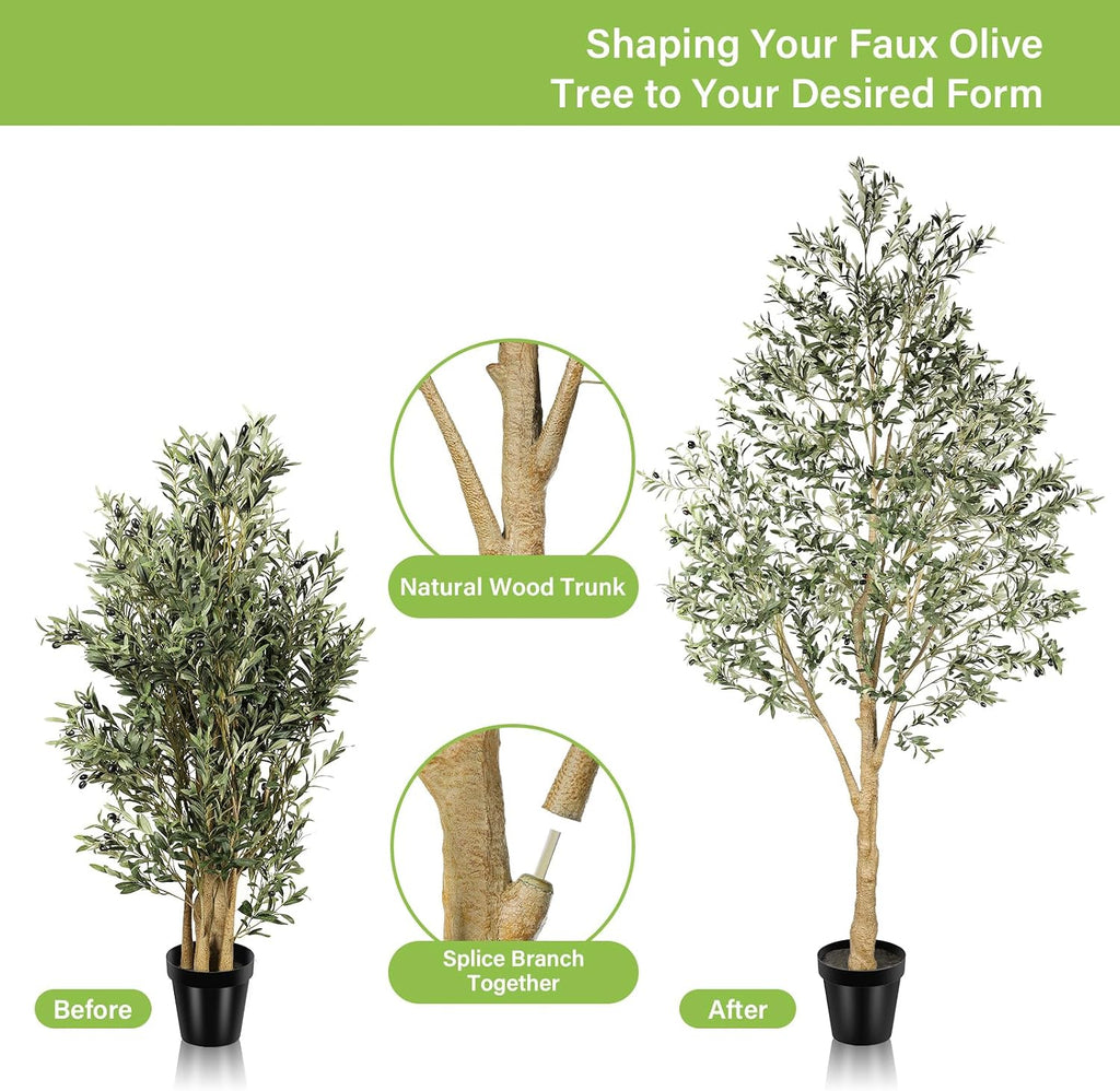 Artificial Olive Tree 10 Feet with Thick Trunk & Realistic Leaves
