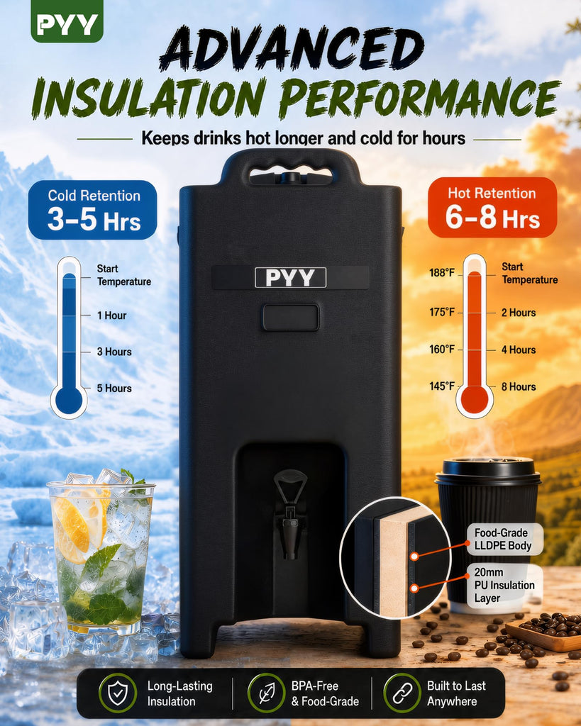 5 Gallon Insulated Beverage Dispenser, Commercial Thermal Server