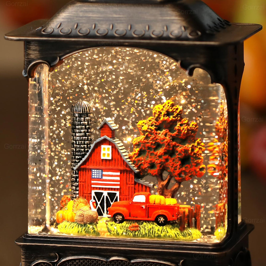 Fall Snow Globe Lantern Red Truck Fall Decorations